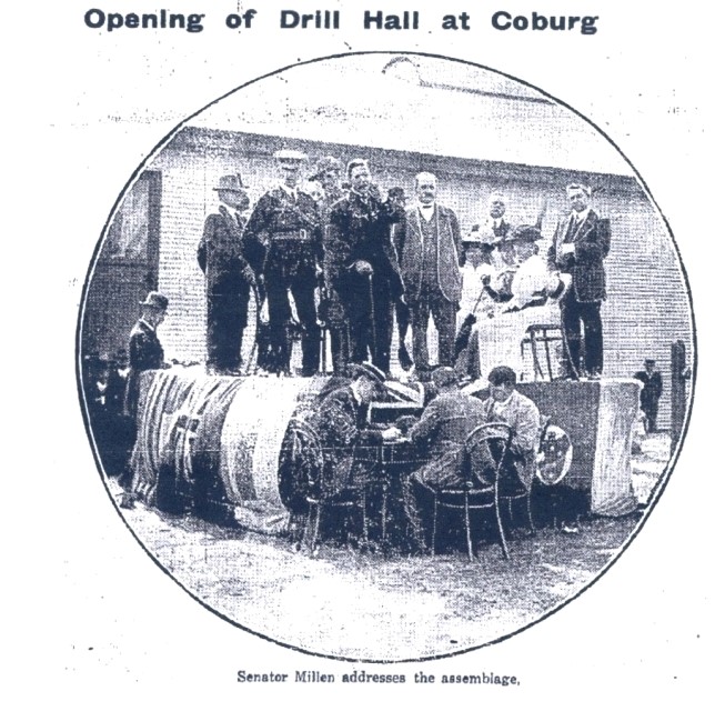 Opening of Drill Hall at Coburg - Senator Millen addresses the assemblage